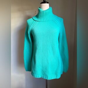 Talbots Vibrant green Turtleneck Sweater lambswool blend boho cottage core fairy